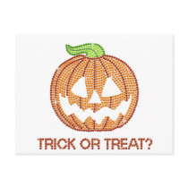 Printed Rhinestone Pumpkin Trick or Treat Postcards