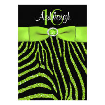 PRINTED RIBBON Zebra 16th Birthday Invitation