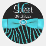 PRINTED RIBBON Zebra Sweet 16 Favor Sticker