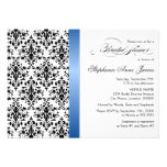 Printed Royal Blue Ribbon Damask Bridal Shower Custom Announcements