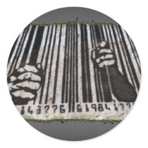 PRISON JAIL BAR CODE ROUND STICKERS