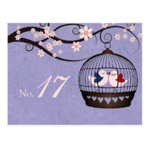 Prisoners of Love Mauve Wedding Table Number Card Post Card
