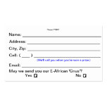 Prize Drawing Entry Cards (Consumer Shows) Business Cards