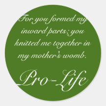 Pro Life-Psa 139:13 Round Sticker