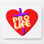 Pro Life with Christian heart design Mousepad
