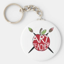 Professeur d'art Apple et pinceaux peints Porte-clef