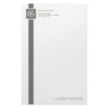 Professional Beige & White Stripe Monogram stationery