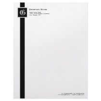 Professional Black & White Stripe Monogram Letterhead Template
