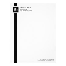Professional Black & White Stripe Monogram Letterhead Template