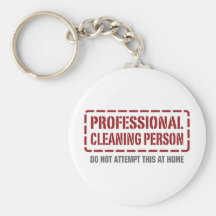 Professional Cleaning Person Keychain
