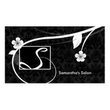 Professional Monogram Business Card Floral Black