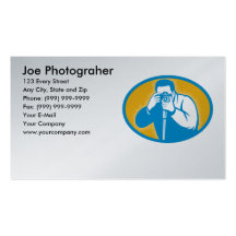 Professional Photographer with SLR Camera Business Card Templates