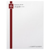 Professional Red, Black & White Stripe Monogram Letterhead Design