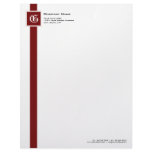 Professional Red, Black & White Stripe Monogram letterhead