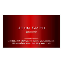 Professional Red Metal Songwriter Business Card