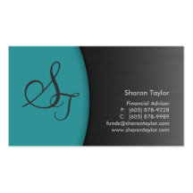 Professional Teal Metal Business Card Financial