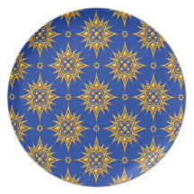 Profil sous convention astérisque jaune et bleu assiettes