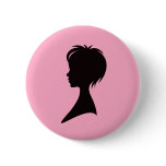 Profile of a woman with a short modern hairstyle buttons