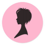 Profile of a woman with a short modern hairstyle stickers