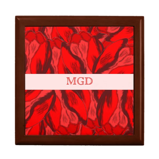 Profusion de Nouveau d'art des tulipes rouges avec Boîte À Bijoux