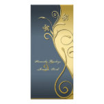Programme de mariage - bleu et or chics floraux motif pour double carte