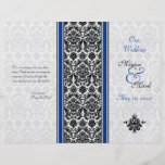 Programme de mariage damassé de bleu royal et de n prospectus