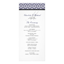 Programme de mariage de monogramme de damassé de b double carte en  couleur