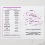 Programme élégant de mariage de manuscrit - pourpr tract customisé