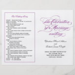 Programme élégant de mariage de manuscrit - pourpr prospectus en couleur