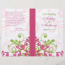 Programme floral de mariage d'abrégé sur vert rose prospectus customisé