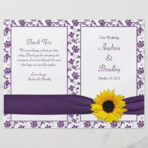 Programme floral de mariage de damassé pourpre de  tract