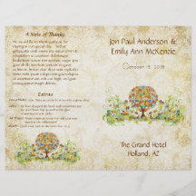 Programme lunatique de mariage d'arbre de fleur prospectus personnalisés