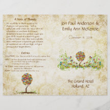 Programme musical de mariage d'arbre de fleur prospectus