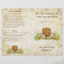 Programme musical de mariage d'arbre de fleur prospectus