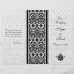Programme noir et blanc de mariage damassé prospectus avec motif