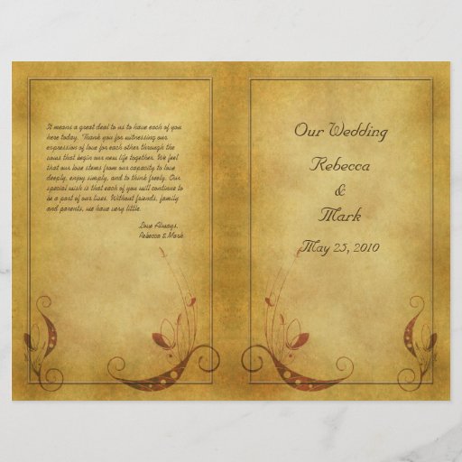 Programme vintage personnalisable de mariage prospectus
