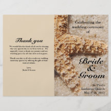 Programmes de mariage de plage :  Étoiles de mer e Prospectus En Couleur