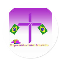 Progressista Cristão brasileiro Logo Round Stickers