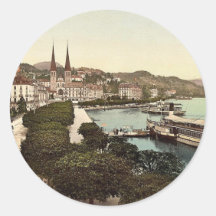 Promenade et cathédrale, luzerne, clas de la Suiss Adhésifs Ronds