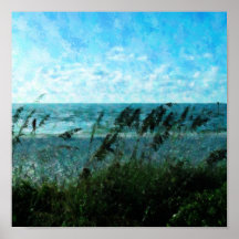 Promenade sur la plage affiche