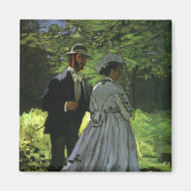 Promenaders by Monet, Vintage Impressionism Art Refrigerator Magnets