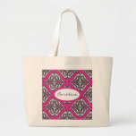 Prominent Pink Damask Pink, Black White Canvas Bags