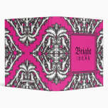 Prominent Pink Damask with Decorative Frame 3 Ring Binder