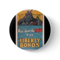 Propaganda Poster "Beat Back the Hun" WWI Pinback Buttons