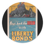 Propaganda Poster "Beat Back the Hun" WWI Round Stickers