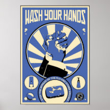 Propagande de bureau : Lavez-vous les mains (bleue Poster