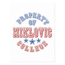 Property Of College Miklovic Postcard