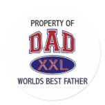 PROPERTY OF DAD WORLDS BEST FATHER ROUND STICKER