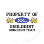 Property of Geologist Drinking Team Round Sticker