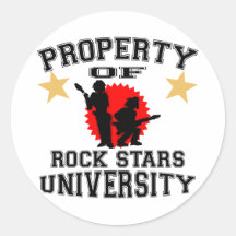 Property Of Rock Star University Round Stickers
